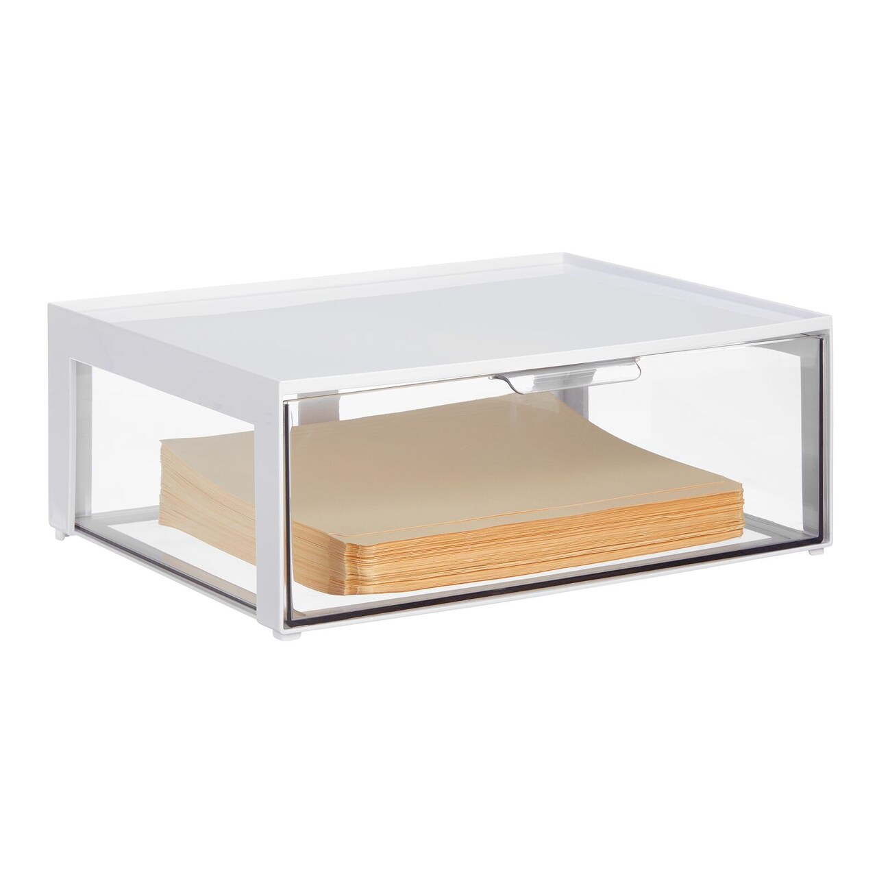 mDesign Plastic Stackable Office Storage Organizer with Drawer